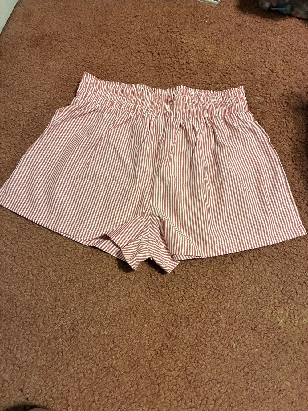 Shein Striped Red Elastic-Waist Women’s Shorts, Size medium